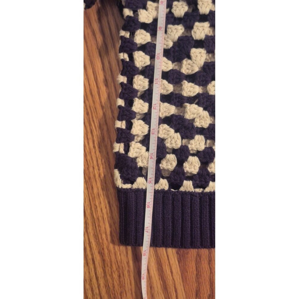 NWT MinkPink Meyer Crochet Navy / Cream Women's Sweater Size Large - Picture 7 of 8